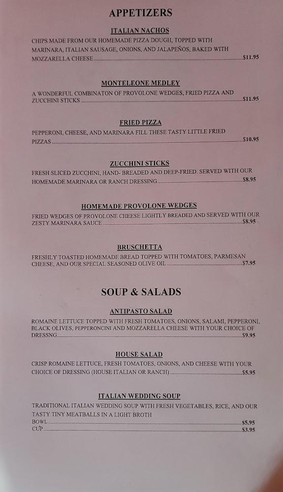 Monteleone's Italian Ristorante Menu image 1