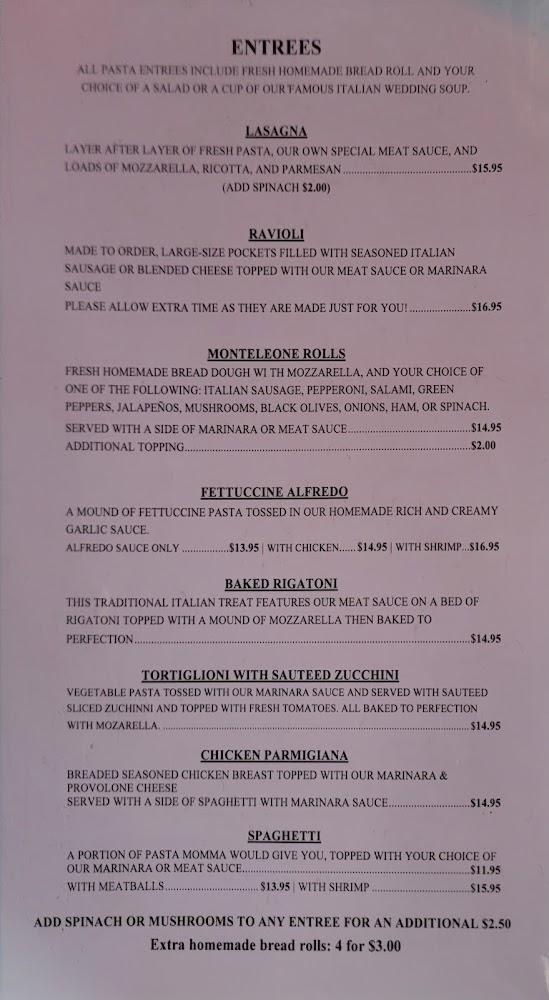 Monteleone's Italian Ristorante Menu image 2